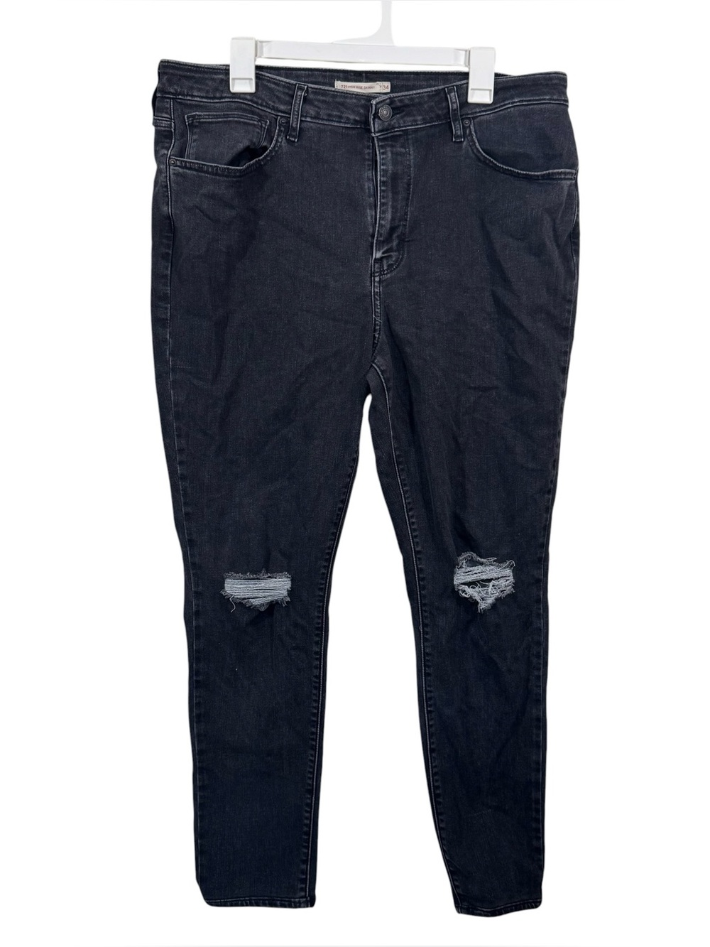 Levi's 721 Black High Waisted Distressed Skinny Jeans